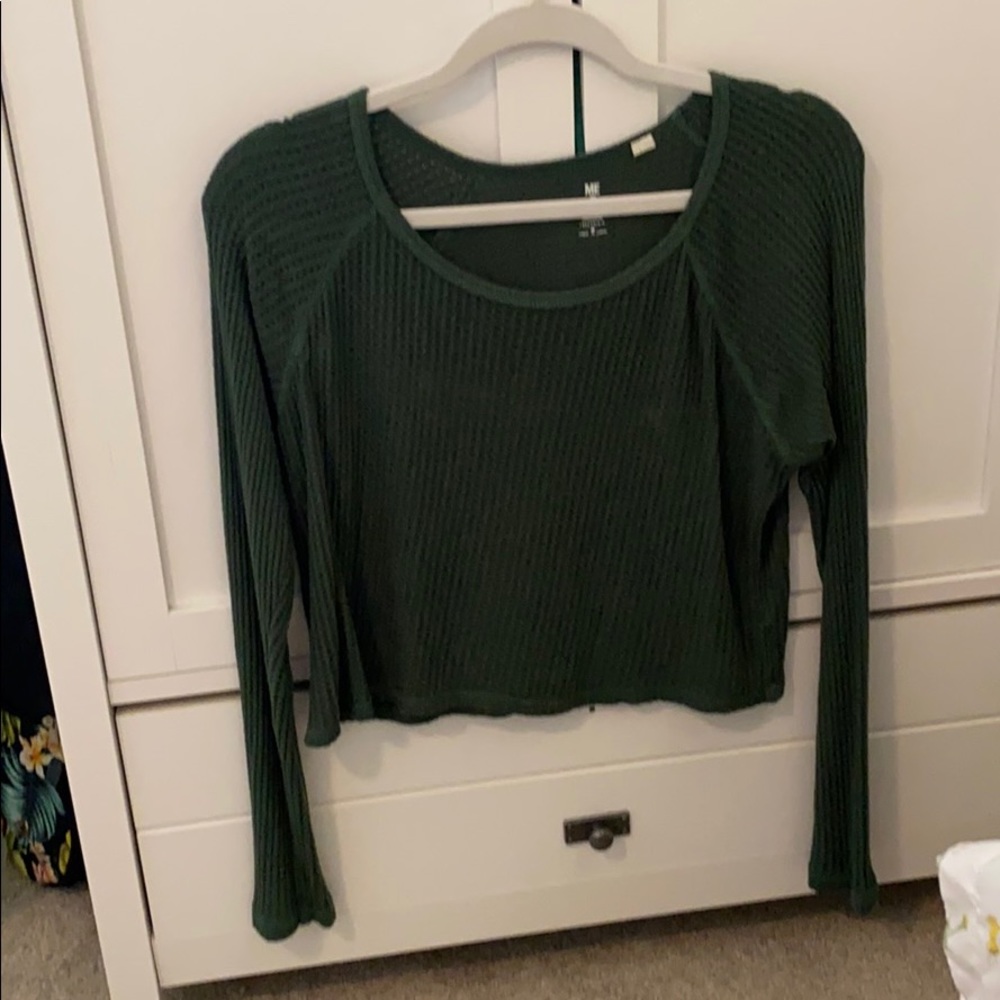 green long sleeve crop top pacsun